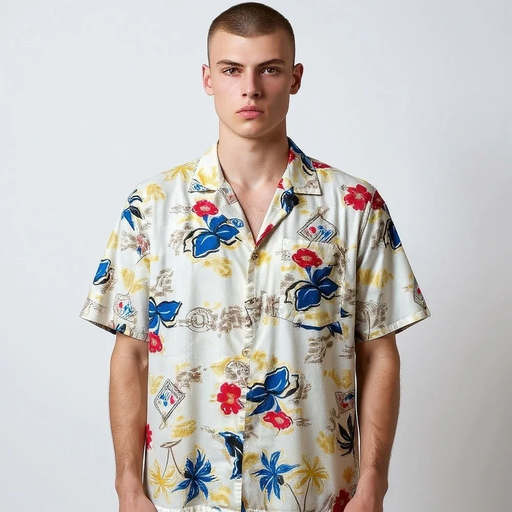 Vintage Levi’s Travelers Short Sleeve Hawaiian Floral Camp Shirt Mens Large